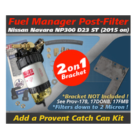 Nissan Navara NP300/D23 Fuel Manager 2 Micron Post Fuel Filter Water Separator Dual Bracket Kit 
