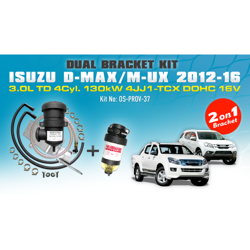 Isuzu DMAX/MUX 3.0L 2012-2016 Provent Oil Catch Can/Pre Filter Dual Bracket Kit - OS-PROV-37B